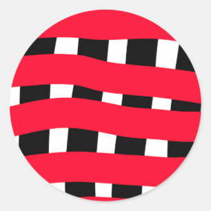 Red black cross chequerboard simple man boy gift t classic round sticker