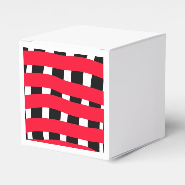 Red black cross chequerboard simple man boy gift t favour box (Front Side)