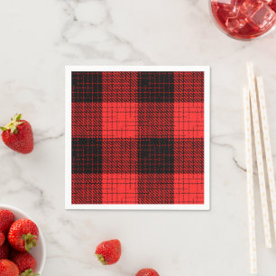Red Black Crosshatch Buffalo Check Napkin