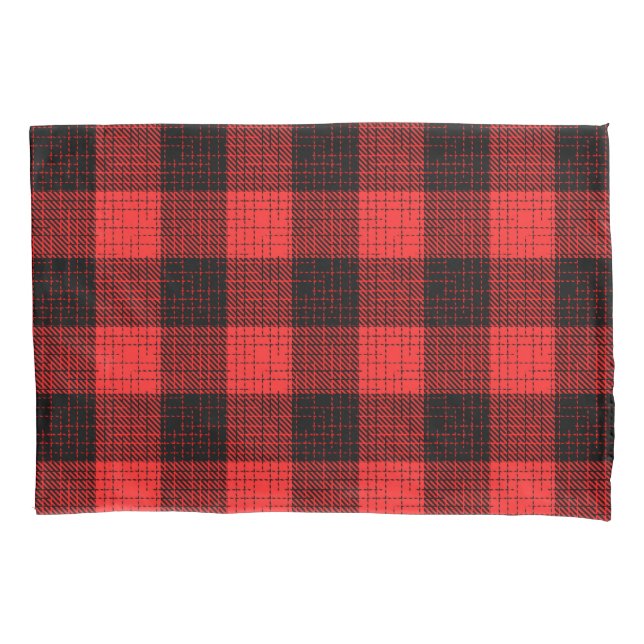  Red Black Crosshatch Buffalo Check Pillowcase (Front)