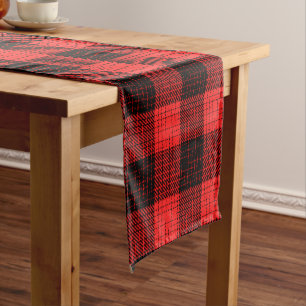 Red Black Crosshatch Buffalo Check Short Table Runner