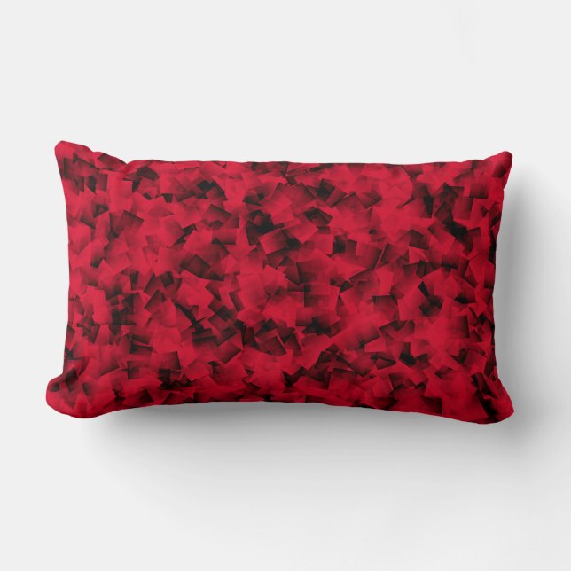 Red Black Cubism Abstract Pattern Lumbar Cushion (Front)