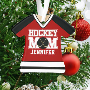 Red/Black Custom Hockey Mum Jersey Ornament