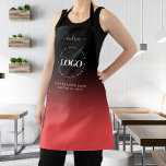 Red Black Custom Logo Business Salon Hairstylist Apron<br><div class="desc">Promote your business with this modern,  professional apron featuring custom logo,  elegant calligraphy name & text. Easily add your details by clicking on the "personalise" option.</div>