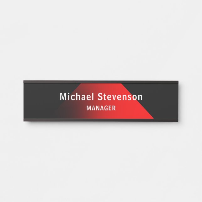 Red Black Customise Name & Title Profession Door Sign (Front)