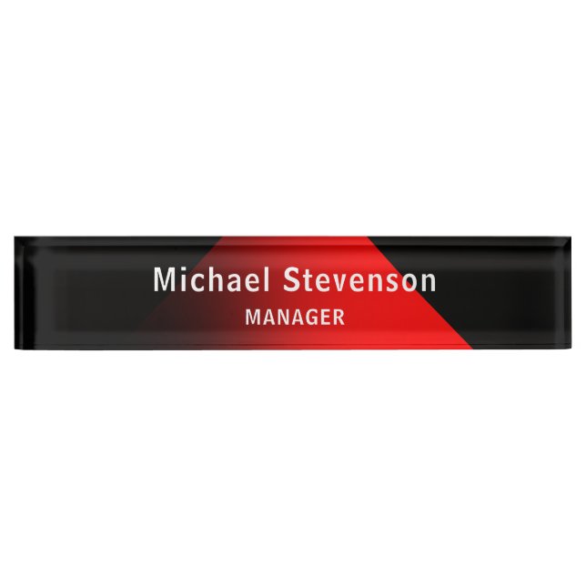 Red Black Customise Name & Title Profession Nameplate (Front)