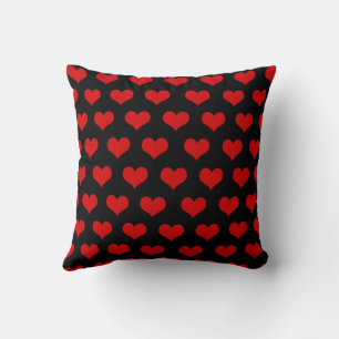 Red Black Cute Cosy Modern Romantic Chic Heart  Cushion