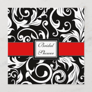 Red & Black Damask Bridal Shower Invitations