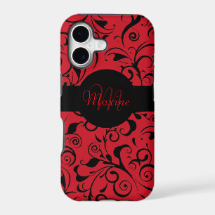 Red black damask customisable iphone 5 case