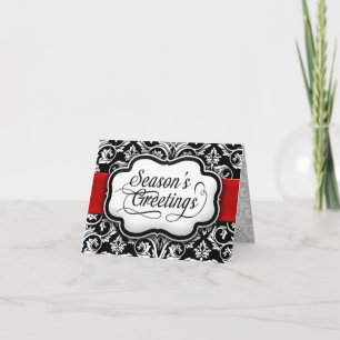Red/Black Damask Holiday Card