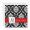 Red Black Damask Initial Wedding Invitation