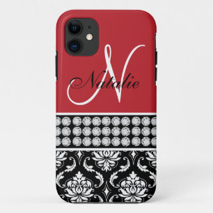 Red Black Damask Printed Diamonds iPhone 5 Case