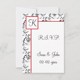 Red Black Damask Wedding Invitations