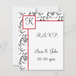 Red Black Damask Wedding Invitations