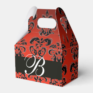RED BLACK DAMASK WEDDING MONOGRAM Elegant Favour Box