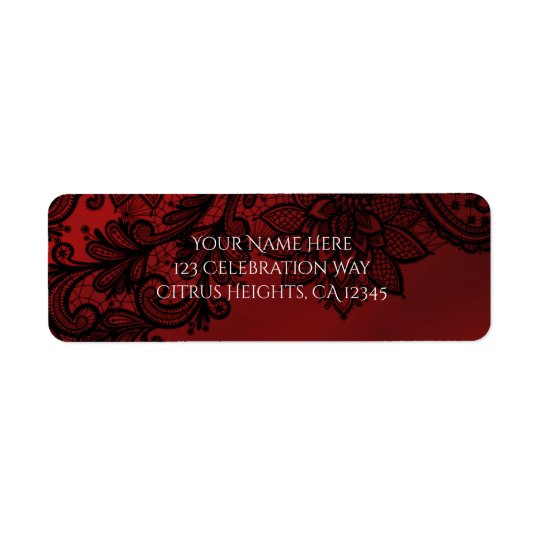Red & Black Dark Elegance Goth Wedding Invitation Return Address Label