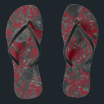 Red Black Dark Floral Gothic Wedding Thongs<br><div class="desc">Gorgeous and elegant dark black roses and floral motifs on a rich red background are perfect for a gothic style wedding!  Great for fall and winter weddings.</div>