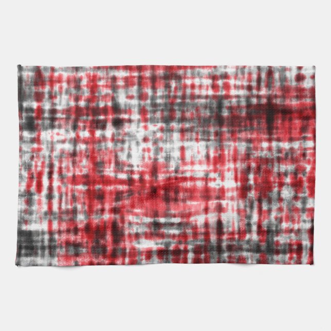 RED BLACK DESIGN TEA TOWEL (Horizontal)