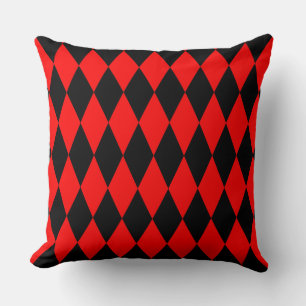 Red & Black Diamond Argyle Checkers Cushion