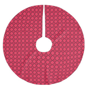 Red Black Diamond Chequered Pattern Brushed Polyester Tree Skirt