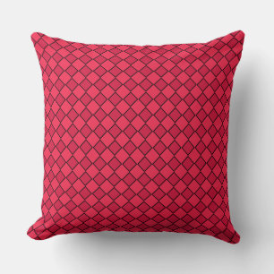 Red Black Diamond Chequered Pattern Cushion
