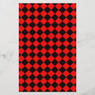 Red Black Diamond Harlequin Chequered Pattern Stationery