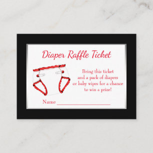 Red Black Diaper Raffle Tickets Enclosure Card