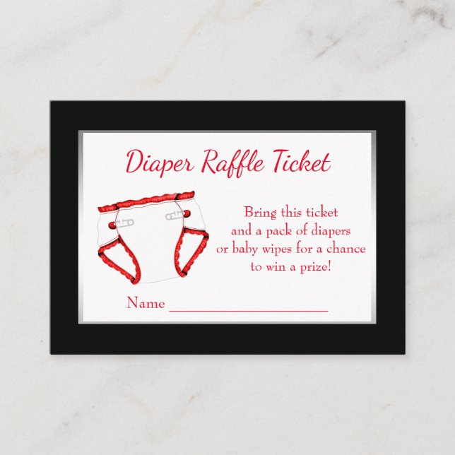 Red Black Diaper Raffle Tickets Enclosure Card (Front)