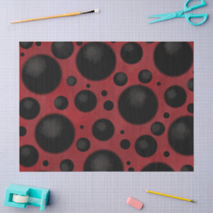 Red Black Dots Circles Funky Pattern Decoupage Tissue Paper