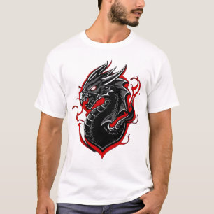 Red & Black Dragon Mascot Graphic T-Shirt