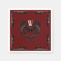 Red Black Dragon Monogram Fantasy Wedding