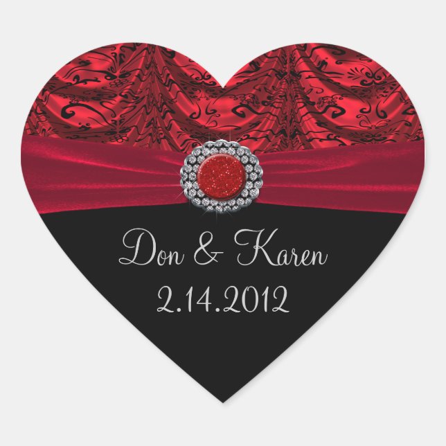 Red & Black Draped Baroque Heart Sticker (Front)