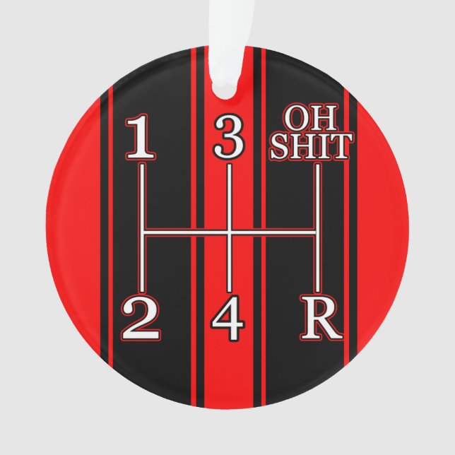 Red Black Dual Race Stripe Muscle Car Ornament (Front)