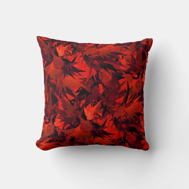 Red & Black Elegant Abstract Pattern Cushion (Front)
