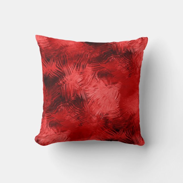 Red & Black Elegant Brushstroke Abstract Cushion (Front)