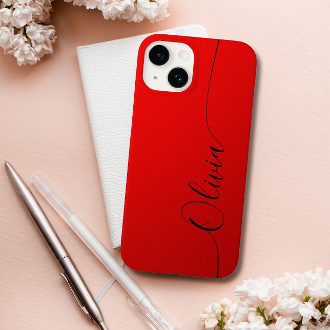 Red Black Elegant Calligraphy Script Name Case-Mate iPhone Case (Creator Uploaded)