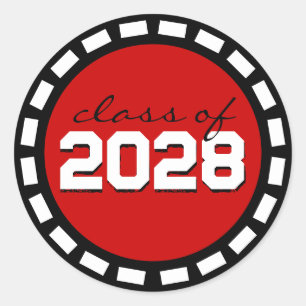 Red & Black Filmstrip Graduation Classic Round Sticker