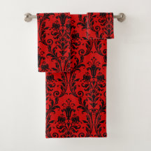Red & Black Floral Damask