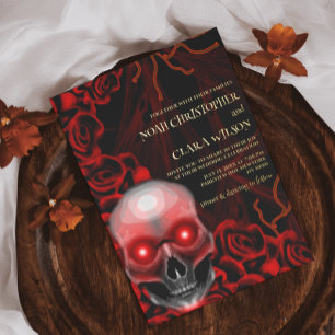 Red Black floral dark moody gothic skull Halloween