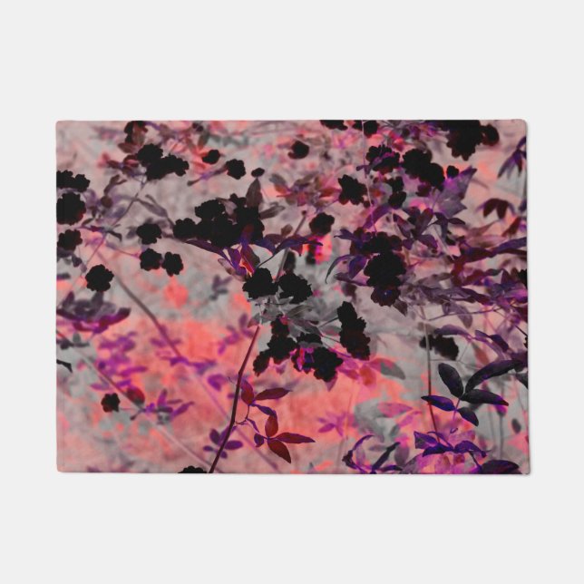 Red black flower pattern design graphic art doormat (Front)