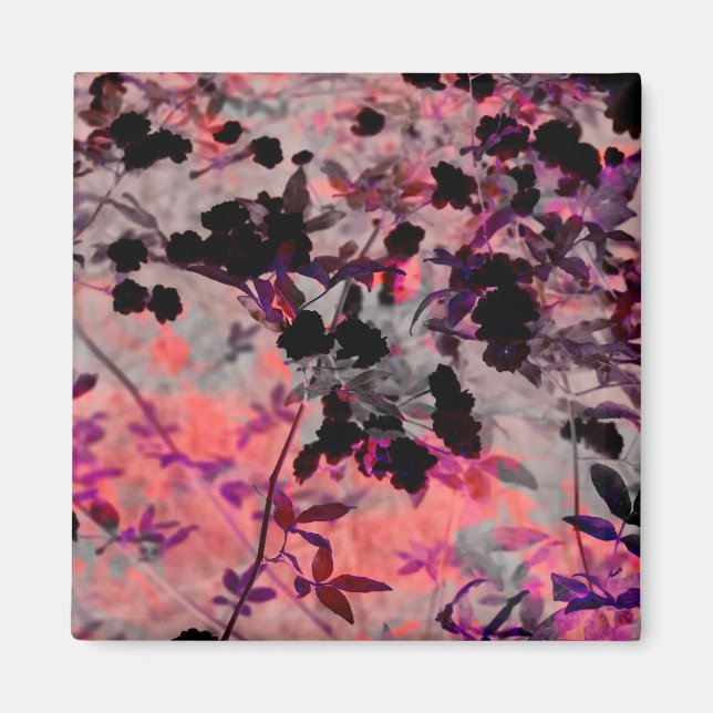 Red black flower pattern design graphic art magnet (Front)