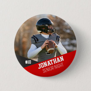 Red Black Football Button Senior Night Team Kids