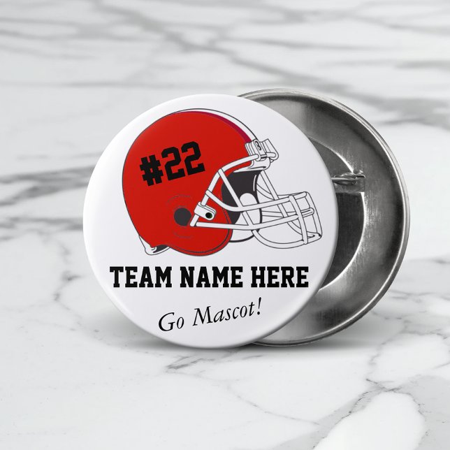 Red Black Football Helmet•Custom Button (Creator Uploaded)