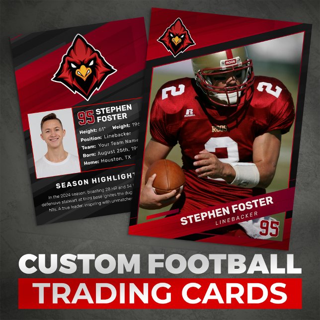 Red & Black Football Trading Card Custom Logo (Creator Uploaded)