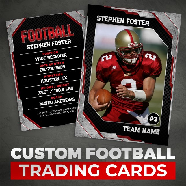 Red & Black Football Trading Card Football Player (Creator Uploaded)