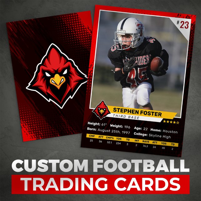 Red & Black Football Trading Card Player Photo (Creator Uploaded)