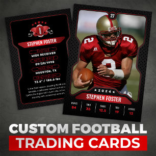Red & Black Football Trading Card Player Photo