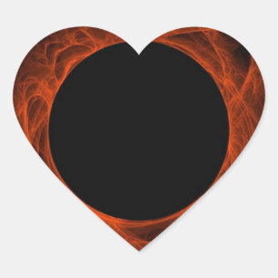 Red & Black Fractal Background Heart Sticker
