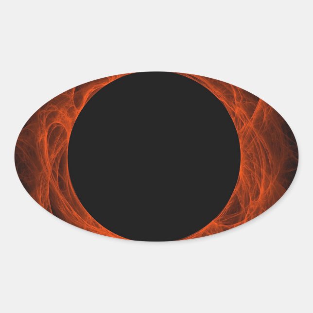Red & Black Fractal Background Oval Sticker (Front)