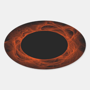 Red & Black Fractal Background Oval Sticker